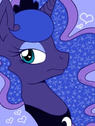 Size: 960x1280 | Tagged: safe, artist:star-sketcher-mlp, princess luna, alicorn, pony, bust, heart, solo