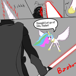 Size: 1000x1000 | Tagged: artist needed, safe, princess celestia, alicorn, pony, comic, crossover, darth vader, royal guard, star wars