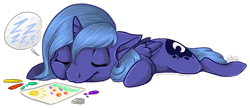 Size: 900x390 | Tagged: safe, artist:amberswirl, princess luna, alicorn, pony, cute, filly, lunabetes, sleeping, solo, weapons-grade cute, woona