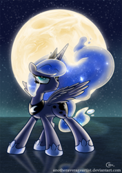 Size: 849x1200 | Tagged: safe, artist:anotheraverageartist, princess luna, alicorn, pony, detailed background, female, mare, solo