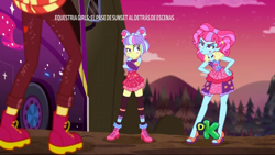 Size: 1280x720 | Tagged: safe, screencap, kiwi lollipop, sunset shimmer, supernova zap, better together, equestria girls, sunset's backstage pass!, duo, feet, k-lo, legs, postcrush, sandals, su-z, zettai ryouiki