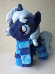 Size: 720x960 | Tagged: safe, artist:riracreations, princess luna, clothes, filly, irl, photo, plushie, scarf, socks, solo, striped socks, woona