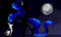 Size: 1280x781 | Tagged: safe, artist:art-surgery, princess luna, alicorn, pony, rabbit, moon, okami