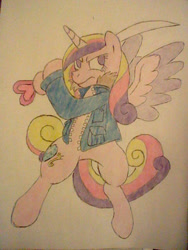 Size: 480x640 | Tagged: safe, artist:daisuler1994, princess cadance, alicorn, pony, scott pilgrim, scott pilgrim vs the world, solo, sword, traditional art