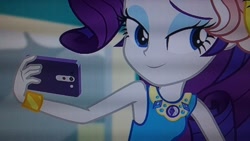 Size: 2560x1440 | Tagged: safe, screencap, rarity, better together, equestria girls, rollercoaster of friendship, phone, selfie