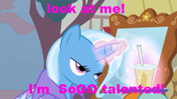 Size: 514x288 | Tagged: safe, artist:sellybbelly411, derpibooru import, trixie, image macro, meme, trixie yells at everything