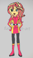 Size: 1616x2871 | Tagged: safe, artist:fude-chan-art, sunset shimmer, equestria girls, female, power rangers, power rangers beast morphers, super sentai, tokumei sentai go-busters