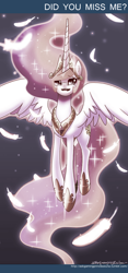 Size: 650x1386 | Tagged: safe, artist:johnjoseco, artist:nadvgia, edit, princess celestia, alicorn, pony, princess molestia, solo, sparkling