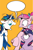 Size: 366x548 | Tagged: safe, princess cadance, shining armor, twilight sparkle, alicorn, pony, unicorn, spoiler:comic, exploitable meme, female, filly, floppy ears, meme, necktie, open mouth, orange background, raised hoof, screaming armor, shrunken pupils, simple background, speech bubble, tongue out, wat, younger