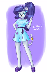 Size: 2000x3100 | Tagged: safe, artist:melliedraws, rarity, abyssinian, anthro, cat, equestria girls, equestria girls series, spring breakdown, spoiler:eqg series (season 2), abyssinianized, catified, clothes, dress, raricat, solo, species swap, tail ring