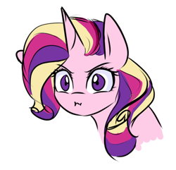 Size: 500x482 | Tagged: safe, artist:sugarberry, princess cadance, alicorn, pony, :i, alternate hairstyle, angry, solo