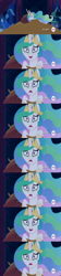 Size: 852x3799 | Tagged: safe, princess celestia, alicorn, pony, twilight's kingdom, all new, celestia's nightmare, exploitable meme, hub logo, inverted mouth, meme, nightmare