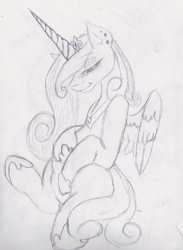 Size: 657x900 | Tagged: safe, artist:paint-splatters, princess cadance, alicorn, pony, pregnant, solo, traditional art