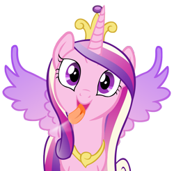 Size: 1735x1707 | Tagged: safe, artist:umbra-neko, princess cadance, alicorn, pony, cute, cutedance, fourth wall, licking, licking ponies, looking at you, screen, simple background, solo, spread wings, transparent background, vector, wings