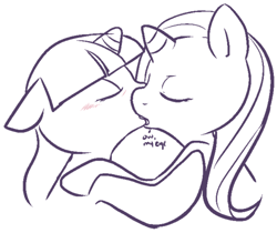 Size: 500x419 | Tagged: safe, artist:php27, derpibooru import, trixie, twilight sparkle, blushing, female, kissing, lesbian, shipping, twixie