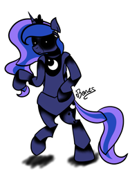 Size: 1181x1468 | Tagged: safe, artist:nothin-but-my-bones, princess luna, alicorn, pony, bipedal, five nights at freddy's, lunadoodle, parody, solo