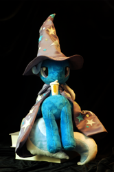 Size: 2000x3008 | Tagged: safe, artist:whiteheather, derpibooru import, trixie, pony, doll, high res, irl, photo, plushie, sitting, smoothie, toy