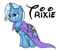 Size: 527x445 | Tagged: safe, artist:pastelflakes, derpibooru import, trixie, pony, unicorn, blue coat, female, horn, mare, solo, two toned mane, unimpressed