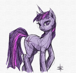 Size: 898x859 | Tagged: safe, artist:tt-n, derpibooru import, twilight sparkle, pony, unicorn, female, mare, purple coat, sketch, solo