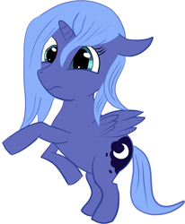 Size: 1499x1819 | Tagged: safe, artist:void236, princess luna, alicorn, pony, filly, rearing, s1 luna, simple background, solo, woona