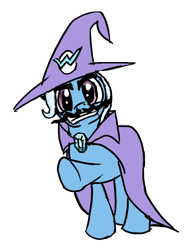 Size: 896x1200 | Tagged: safe, artist:mindofnoodles, derpibooru import, trixie, cosplay, emblem, moustache, super mario bros., wario