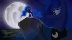 Size: 1920x1080 | Tagged: safe, artist:sakurawolfer, princess luna, alicorn, pony, female, horn, mare, moon, solo