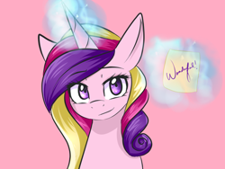 Size: 500x376 | Tagged: safe, artist:sugarberry, princess cadance, alicorn, pony, ask-cadance, magic, sign, solo, telekinesis