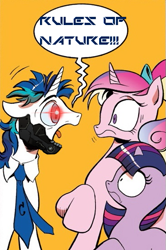 Size: 365x549 | Tagged: safe, artist:andypriceart, artist:great-5, idw, princess cadance, shining armor, twilight sparkle, alicorn, pony, unicorn, spoiler:comic, cyborg ninja, exploitable meme, meme, metal gear, metal gear rising, raiden, rules of nature, screaming armor