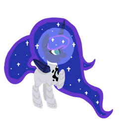 Size: 500x500 | Tagged: safe, artist:breadcipher, princess luna, alicorn, pony, astronaut, happy, lunadoodle, simple background, solo, spacesuit, transparent background