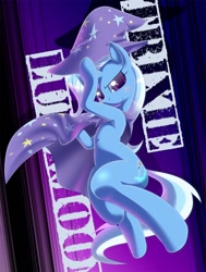 Size: 1000x1322 | Tagged: safe, artist:oze, derpibooru import, trixie, pony, unicorn, cape, clothes, female, mare, pixiv, solo