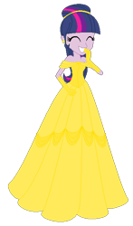 Size: 373x635 | Tagged: safe, artist:allegro15, artist:selenaede, twilight sparkle, twilight sparkle (alicorn), alicorn, equestria girls, alternate hairstyle, base used, beauty and the beast, belle, clothes, crossover, disney, disney princess, dress, gloves, gown, princess belle, simple background, solo, transparent background