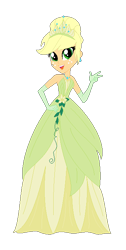 Size: 336x666 | Tagged: safe, artist:allegro15, artist:selenaede, applejack, equestria girls, alternate hairstyle, base used, clothes, crossover, crown, disney, disney princess, dress, ear piercing, earring, gloves, gown, jewelry, piercing, regalia, simple background, solo, the princess and the frog, tiana, transparent background