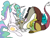 Size: 1024x768 | Tagged: safe, artist:hansuoddie, discord, princess celestia, alicorn, pony, alternate hairstyle, blushing, cute, discute, dislestia, female, headband, listening, male, momlestia, ponytail, preglestia, pregnant, shipping, smiling, straight