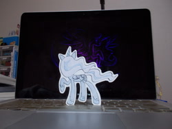 Size: 1280x960 | Tagged: safe, artist:karlaandbliss, princess luna, alicorn, pony, computer, cutout, keyboard, laptop computer, lunadoodle, macbook, macbook pro, paper child, paper pony, papercraft, solo