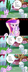 Size: 900x2334 | Tagged: safe, diamond tiara, princess cadance, silver spoon, alicorn, earth pony, pony, unicorn, comic, dragonball z abridged, evil cadance, evil grin, female, fight club, filly, grin, mare, smiling, tiarabuse, wide eyes