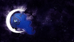 Size: 1920x1080 | Tagged: safe, artist:dj-applej-sound, artist:proenix, princess luna, alicorn, pony, female, mare, moon, nebula, sad, solo, space, vector, wallpaper