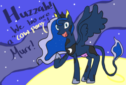 Size: 1228x833 | Tagged: safe, artist:doodledoothedue, princess luna, cow, cowified, princess moona, solo, species swap, udder