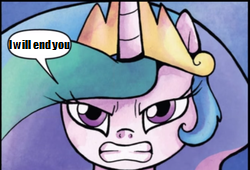 Size: 250x170 | Tagged: safe, princess celestia, alicorn, pony, exploitable meme, glarelestia, meme, solo