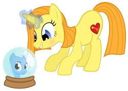 Size: 3000x2132 | Tagged: safe, artist:the smiling pony, derpibooru import, trixie, oc, blushing, crystal ball, grin, high res, simple background, smiling, transparent background