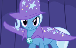 Size: 395x253 | Tagged: safe, derpibooru import, edit, edited screencap, screencap, trixie, pony, unicorn, boast busters, female, inverted mouth, looking at you, mare, solo