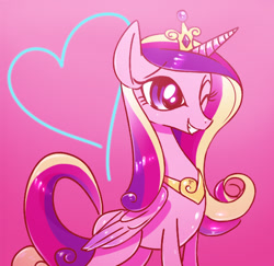 Size: 561x545 | Tagged: safe, artist:nmnkgskds, princess cadance, alicorn, pony, female, mare, one eye closed, pixiv, solo, wink