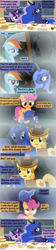 Size: 1120x5040 | Tagged: safe, artist:beavernator, braeburn, princess luna, rainbow dash, scootaloo, twilight sparkle, twilight sparkle (alicorn), alicorn, earth pony, pegasus, pony, baby, baby pony, cloak, clothes, comic, confused, cute, dream, dream walker luna, eye contact, eyes closed, female, filly, foal, fog, frown, glare, grim reaper, grin, hood, hoof hold, leaning, lidded eyes, looking at each other, male, mare, open mouth, pony hat, raised eyebrow, s1 luna, smiling, stallion, trolluna, unamused, wide eyes, woona, worried