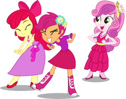 Size: 6791x5361 | Tagged: safe, artist:vector-brony, apple bloom, scootaloo, sweetie belle, equestria girls, equestria girls (movie), absurd resolution, accessory, background removed, boots, clothes, cutie mark crusaders, dancing, dress, fall formal outfits, hair accessory, shoes, simple background, transparent background, vector