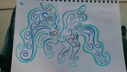 Size: 1024x576 | Tagged: safe, artist:dawn-designs-art, princess luna, alicorn, pony, abstract, abstract art, solo, traditional art