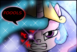 Size: 507x345 | Tagged: safe, edit, idw, princess celestia, alicorn, pony, spoiler:comic, exploitable meme, glarelestia, meme, solo, speech bubble