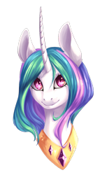 Size: 615x1004 | Tagged: safe, artist:weird--fish, princess celestia, alicorn, pony, alternate hairstyle, female, looking at you, mare, portrait, short hair, simple background, smiling, solo, transparent background