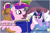 Size: 1024x683 | Tagged: safe, princess cadance, twilight sparkle, unicorn twilight, alicorn, pony, unicorn, bed, bedtime story, blanket, book, bow, cadance's bedtime stories, carmine burana, chair, detailed background, duo, duo female, exploitable meme, female, females only, filly, filly twilight sparkle, hair bow, hoof hold, horn, looking at each other, looking up, meme, multicolored mane, open mouth, pillow, pink coat, pink wings, purple coat, purple eyes, sitting, smiling, spread wings, text, wings, younger