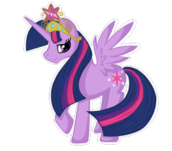 Size: 800x700 | Tagged: safe, artist:pvt-llama, derpibooru import, twilight sparkle, twilight sparkle (alicorn), alicorn, pony, element of harmony, element of magic, hilarious in hindsight, race swap, raised hoof, simple background, smiling, solo, transparent background