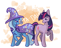 Size: 1035x816 | Tagged: safe, artist:voyeurs, derpibooru import, trixie, twilight sparkle, female, lesbian, shipping, twixie