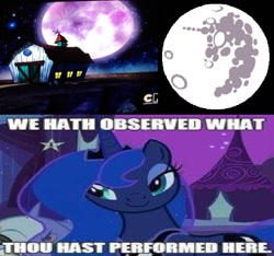 Size: 1154x1081 | Tagged: safe, princess luna, alicorn, pony, courage the cowardly dog, grammar error, mare in the moon, meme, moon, needs more jpeg, ye olde butcherede englishe